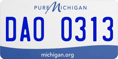 MI license plate DAO0313