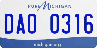 MI license plate DAO0316