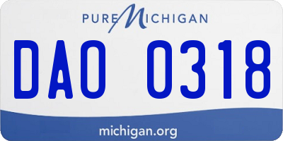 MI license plate DAO0318