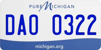 MI license plate DAO0322