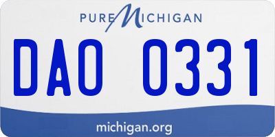 MI license plate DAO0331