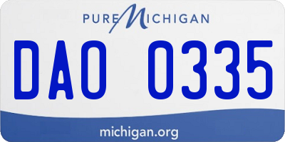 MI license plate DAO0335