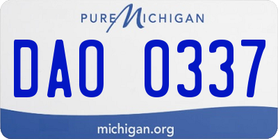 MI license plate DAO0337