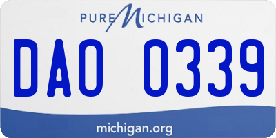 MI license plate DAO0339