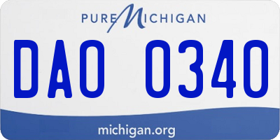 MI license plate DAO0340