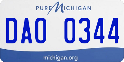 MI license plate DAO0344