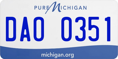 MI license plate DAO0351