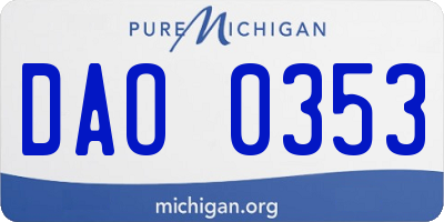 MI license plate DAO0353