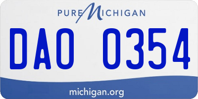 MI license plate DAO0354