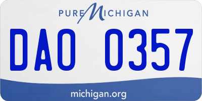 MI license plate DAO0357