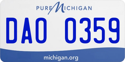 MI license plate DAO0359