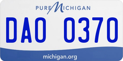 MI license plate DAO0370