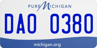 MI license plate DAO0380