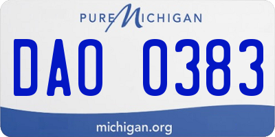 MI license plate DAO0383