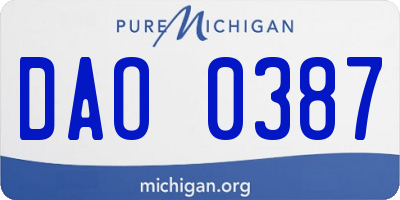 MI license plate DAO0387