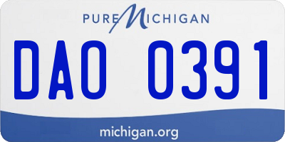 MI license plate DAO0391