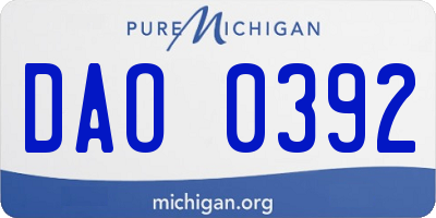 MI license plate DAO0392