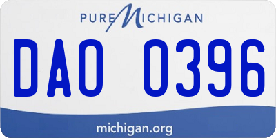 MI license plate DAO0396