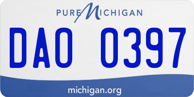 MI license plate DAO0397