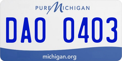MI license plate DAO0403