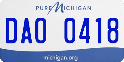 MI license plate DAO0418