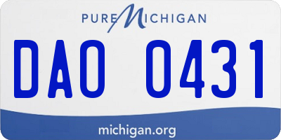 MI license plate DAO0431