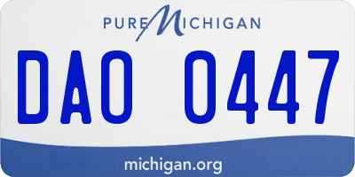 MI license plate DAO0447