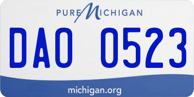 MI license plate DAO0523