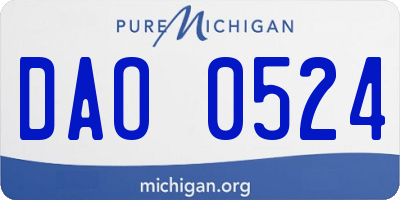MI license plate DAO0524