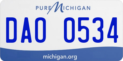MI license plate DAO0534