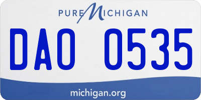 MI license plate DAO0535