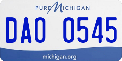 MI license plate DAO0545