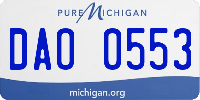 MI license plate DAO0553