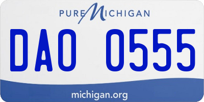 MI license plate DAO0555