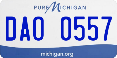 MI license plate DAO0557