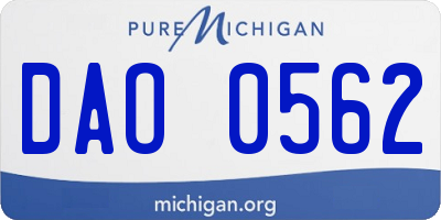 MI license plate DAO0562