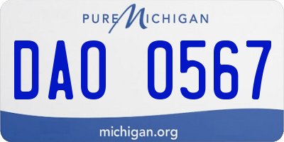 MI license plate DAO0567