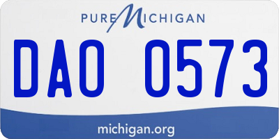 MI license plate DAO0573