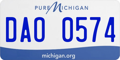 MI license plate DAO0574