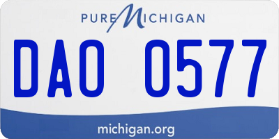 MI license plate DAO0577