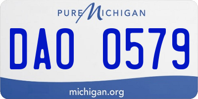 MI license plate DAO0579