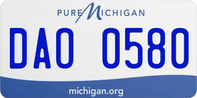 MI license plate DAO0580