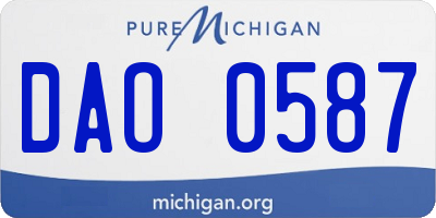 MI license plate DAO0587