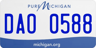 MI license plate DAO0588