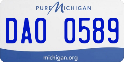 MI license plate DAO0589