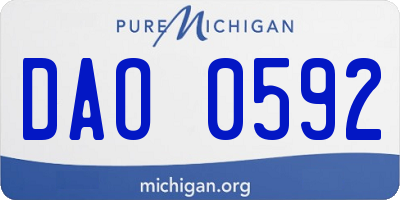 MI license plate DAO0592