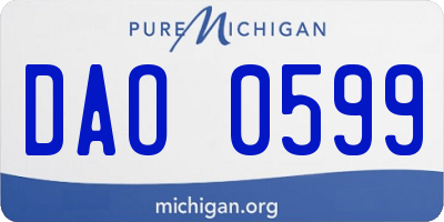 MI license plate DAO0599