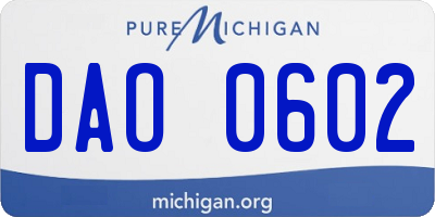 MI license plate DAO0602