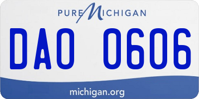 MI license plate DAO0606