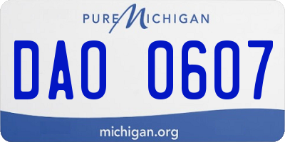 MI license plate DAO0607